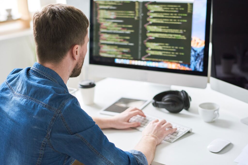 man designing a website